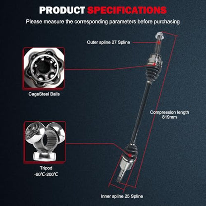 CCIYU CV Axle Shaft for Ford Escape 2016-2019 Rear NCV11168 - size: 17-9586