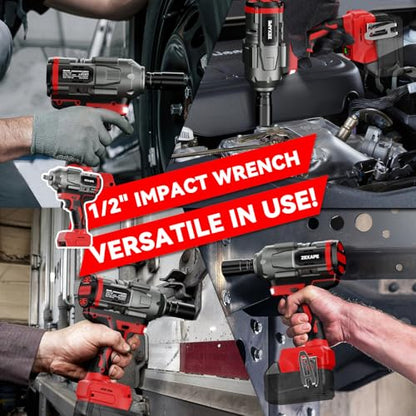 Cordless Impact Wrench 1/2 inch for Milwaukee Battery, Impact Wrench 1360N.m(950Ft-lbs) High Torque Brushless Electric Impact, Power Impact Driver with 3-Mode Speed, LED Work Light(Tool Only)
