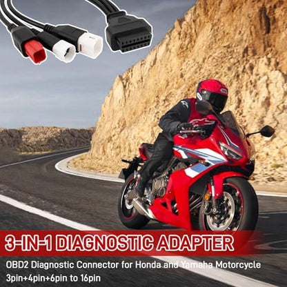 3-in-1 OBD2 Diagnostic Adapter for Yamaha Kline Euro5 Motorcycle - size: 19.68inch