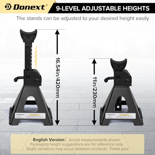 Jack Stands 3 Ton (6,500 lb) Capacity Steel, 1 Pair Black Lifting Stand Adjustable Jack Stands - color: Black