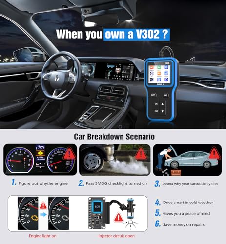 OBD2 Scanner & Battery Tester, Car Diagnostic Tool for Check Engine Light - color: blue