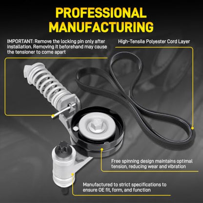 Belt Tensioner Assembly With Pulley & Serpentine Belt #55565236