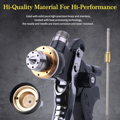 HVLP Spray Gun Kit, 4 Nozzles,10 Disposable Paint Cup System,Black - color: black