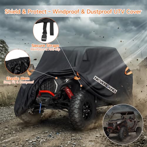 NEVERLAND UTV Cover Heavy Duty Waterproof 2-3 Seater All-Weather Protection - size: up to 126"L
