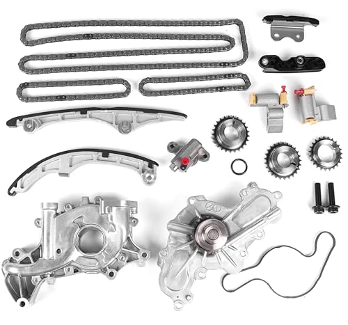 Timing Chain Kit - with Water Pump & Oil Pump Fits for 2007-2010 Ford-Edge Taurus, for 2007-2010 Lincoln-MKZ & MKX 3.5L 3.7L V6,for 2008-2010 CX-9 3.7L Engine Replace OE AT4Z-6306-A AW6023