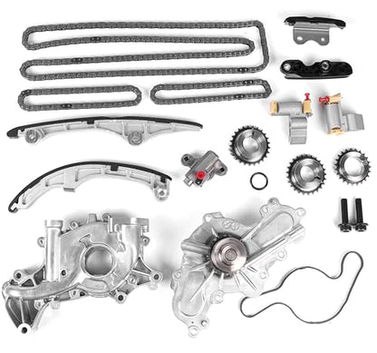 Timing Chain Kit - with Water Pump & Oil Pump Fits for 2007-2010 Ford-Edge Taurus, for 2007-2010 Lincoln-MKZ & MKX 3.5L 3.7L V6,for 2008-2010 CX-9 3.7L Engine Replace OE AT4Z-6306-A AW6023