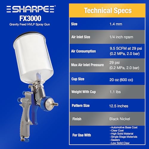 Graco-Sharpe 288880 HVLP FX3000 Paint Spray Gun, 1.4 mm - style: 1.4 mm
