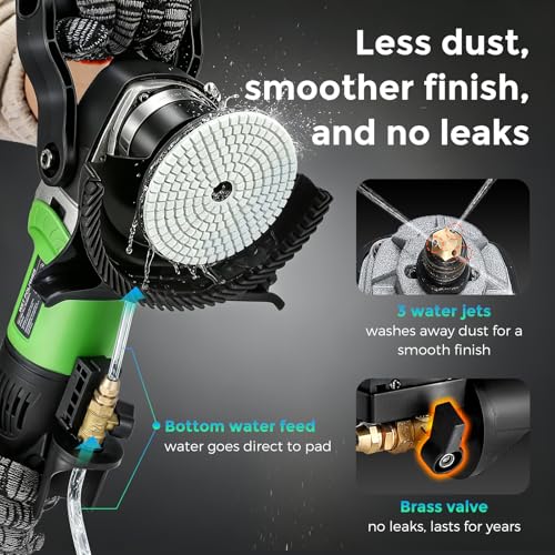 Bonvoisin 800W 4'' Wet Polisher Electric Wet Stone Polisher 6 Variable Speed Wet Grinder Buffing Machine Countertop Concrete Polisher for Stone, Granite, Marble, Tile with 7Pcs Diamond Polishing Pads