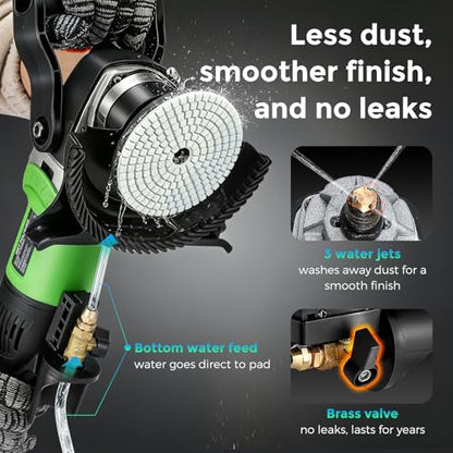 Bonvoisin 800W 4'' Wet Polisher Electric Wet Stone Polisher 6 Variable Speed Wet Grinder Buffing Machine Countertop Concrete Polisher for Stone, Granite, Marble, Tile with 7Pcs Diamond Polishing Pads