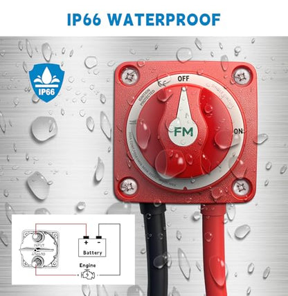 300A 12V 48V Battery Disconnect Switch Waterproof Battery ON Off Heavy Duty Shut Off Switch Ignition Protected Power Kill Switch for Boat Marine Car RV Truck - color: 300A ON/OFF Single Circuit