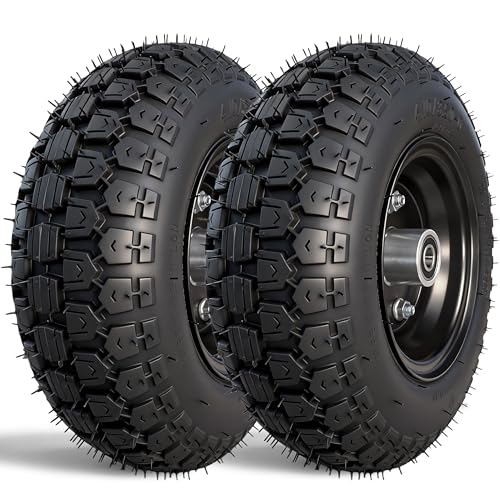 13x4.00-6 Tire, 40% rubber content, 4.10/3.50-6 Tire Replacement for Hand Trucks Garden Cart Wheelbarrow, 1.96" Offset Hub and 0.59" Bushing,2pc - color: 4.10/3.50-6 tire 2pc