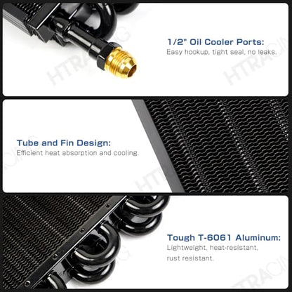 16 Row 8AN 1/2" Transmission Cooler Kit, Air-Compressor Aftercooler, Dual Pass Tube and Fin Universal