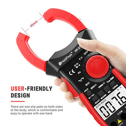 HOLDPEAK Digital Clamp Multimeter Connect with APP via Bluetooth HP-570S-APP Voltage Multimeter with Amp Ohm Tester, 6000 Count with NCV, Auto Range, AC/DC Voltage AC/DC Current,Resistance