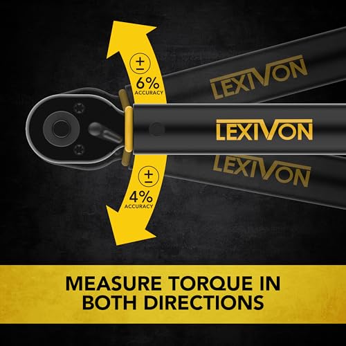LEXIVON Torque Wrench, 1/4-Inch Drive, Dual Scale 30-250 IN-LB (3.4-28.2 N·m), Premium Rubber-Grip Handle, Deluxe Hybrid Case (LX-TW14) - size: 1/4"DR. 30–250 IN-LB