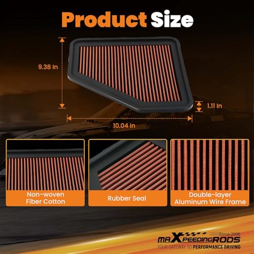 maXpeedingrods MX-2355 High Performance Engine Air Filter Washable Reusable - size: MX-2355