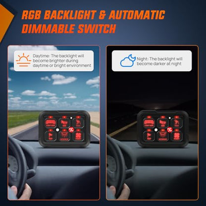Nilight 6 Gang Switch Panel Relay System w/APP Control Automatic Dimmable - color: RGB, size: 6 Gang Switch 2-side Output