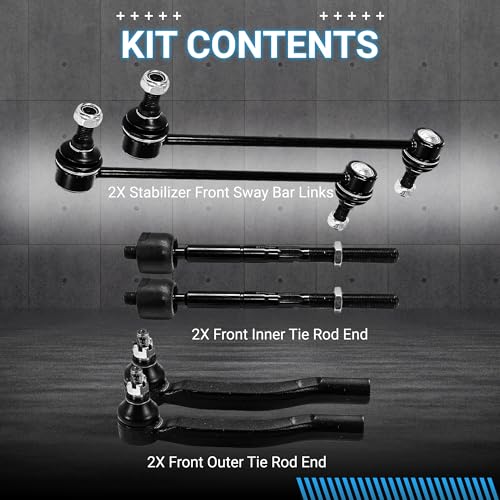 Front End Suspension Kit Compatible With 2004-2010 Toyota Sienna Tie Rods Inner and Outer Complete Kit, Tie Rod and Sway Bar - size: For 2004-2010 Toyota Sienna