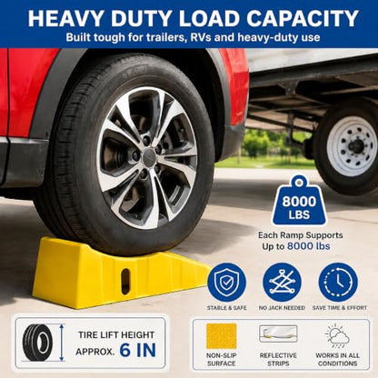 BESEA Trailer Tire Changing Ramps 2 Pack, Heavy Duty RV Trailer Ramps
