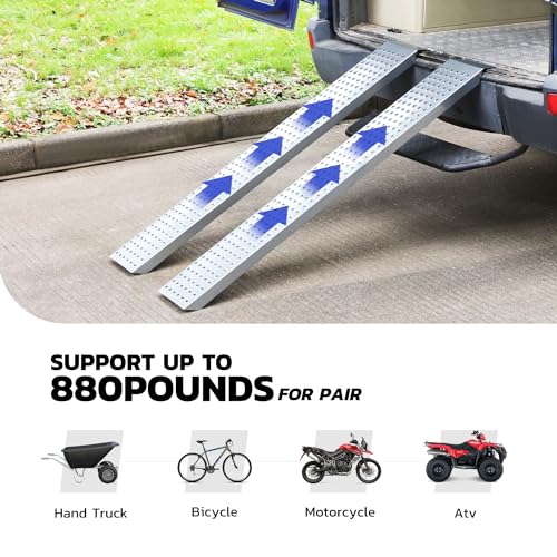 DNA Motoring 63in A3 Steel Versatile Loading Ramp for Hand Truck, Bicycle, Motorcycle, ATV & More, 880 pounds Each Pair Capacity, TOOLS-00466 - size: 2pcs 63'' L x 8.86'' W