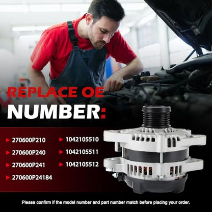 11326 Alternator Fit for Toyota Sienna 2007-2016 3.5L, Highlander 2008-2016, Venza 2009-2012, for Lexus ES350 2013-2018, RX350 2010-2015 3.5L, 150A 12V High Output Alternator OE 11326N 94757 - size: 11326 | 150A