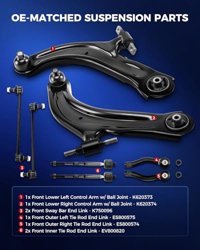 KAX 8pcs Suspension Kit for Nissan Sentra 2007-2012, High-Strength Steel - size: Nissan Sentra 2007-2012