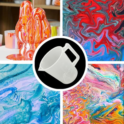 Paint Cup With Handle, Silicone Split Cup, Acrylic Pouring Strainers, Scrapers Kit for DIY Paint, Resin Molds, Epoxy Resin Art and Creating Unique Patterns Art Supplies