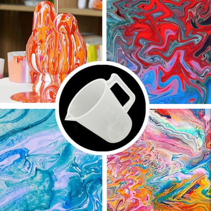 Paint Cup With Handle, Silicone Split Cup, Acrylic Pouring Strainers, Scrapers Kit for DIY Paint, Resin Molds, Epoxy Resin Art and Creating Unique Patterns Art Supplies
