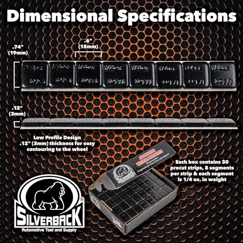 Silverback 1/4 oz Black Steel Adhesive Wheel Weights, 240-Piece Box - color: Black, size: 1/4 oz