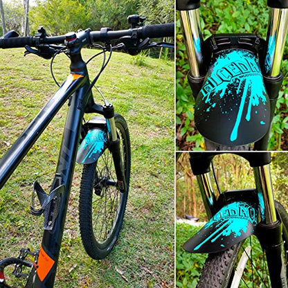 Mountain Bike Fenders, Fits 20-29 Inch MTB, 2-Piece Set - color: Cyan