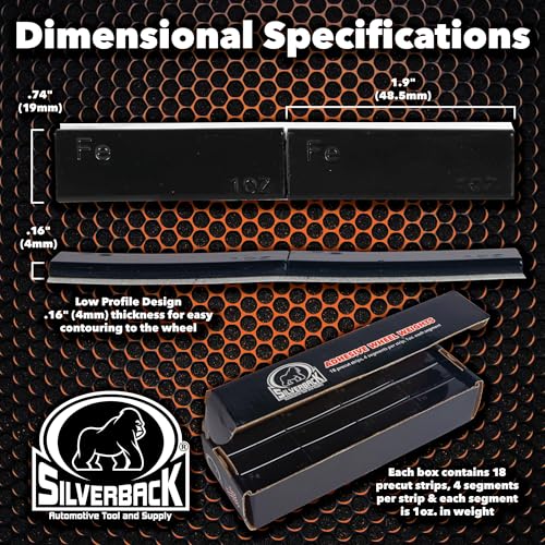 Silverback 1 oz Black Steel Adhesive Wheel Weights, 72-Piece Box - color: Black, size: 1 oz