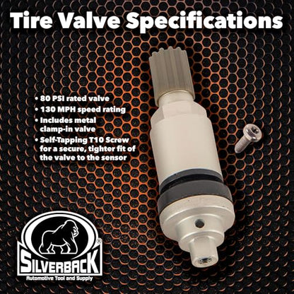 Silverback One-Direct TPMS Programmable Sensors, Metal Valves, 4-Pack
