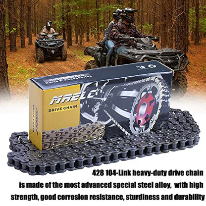 428H Motorcycle Chain+ Chain Breaker,104-links Heavy Duty Drive Chain - size: 104