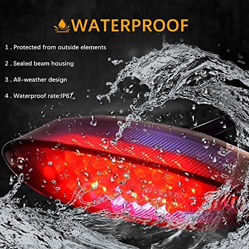 12V 28 LED Motorcycle Brake Stop Running Tail Light License Plate Lights Compatible with Cruiser Bike Motorcycle ATV Banshee Warrior YFZ WR XT - color: Red Len#1