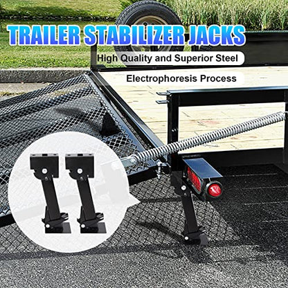 Telescoping Trailer Stabilizer Jacks - Adjusts from 11.8" to 17.7", Includes 11.8" Long Bar/Crank, 1000 lbs Capacity Each, Set of 2