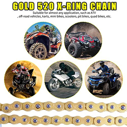 Gold 520 X-Ring Chain + Chain Breaker,114 Links With Connecting Master Link - size: 114