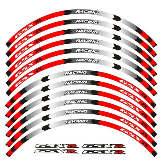 For Suzuki GSXR GSX-R 250 400 600 750 1000 Motorcycles Accessories Thick Edge Outer Front and Rear Rim Wheel Protector Cover Reflective Decal Sticker Ornament Strip Tape (A Red) - color: A Red