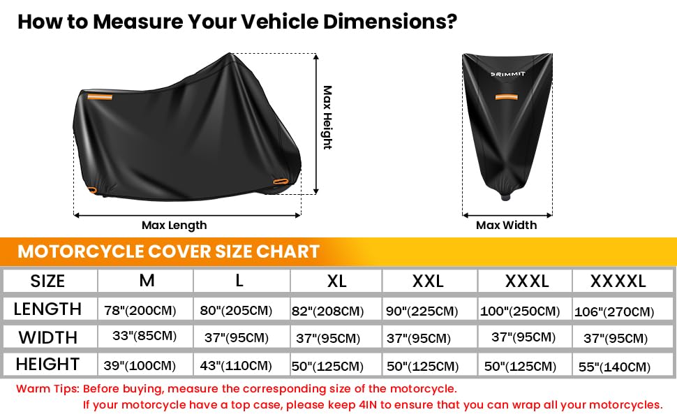 Motorcycle Cover Heavy Duty,Motorcycle Cover 420D,Sun,Waterproof Outdoor Protection,with License Plate Window, 4 Reflective Strips,Lock-Holes Storage Bag(M 78" x 35" x 43") - size: M(78" x 35" x 43")