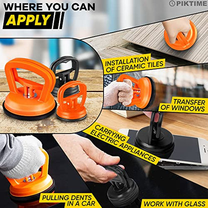 Car Dent Puller, 3 Pcs, One Large 4.6" and Two Small 2.2", Gloves