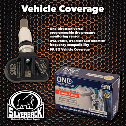 Silverback One-Direct TPMS Programmable Sensors, Metal Valves, 4-Pack