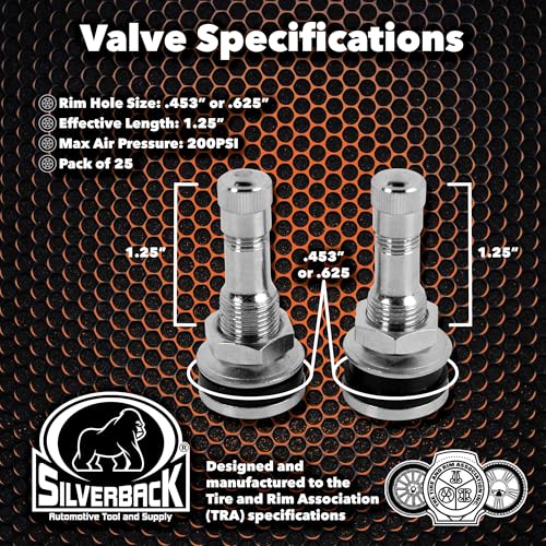 Silverback TR416 Nickel Plated Brass Truck Tire Valves, 25 Pack - size: TR416