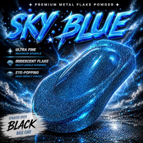 LiME LiNE Sprayable Metal Flake Paint Additive: Solvent Resistant Glitter for Automotive Custom Painting (Sky Blue) - color: Sky Blue