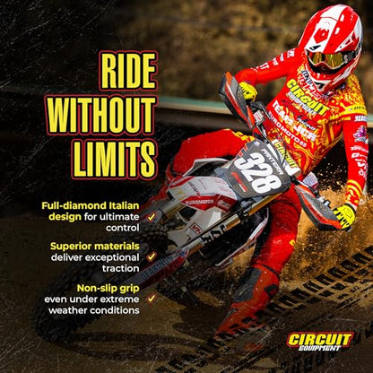 Circuit Equipment - Circuit V Motorcycle Handlebar Grips - Durable Non-Slip Rubber for Superior Comfort and Control - High Performance for All Terrains - Black/Yellow Design