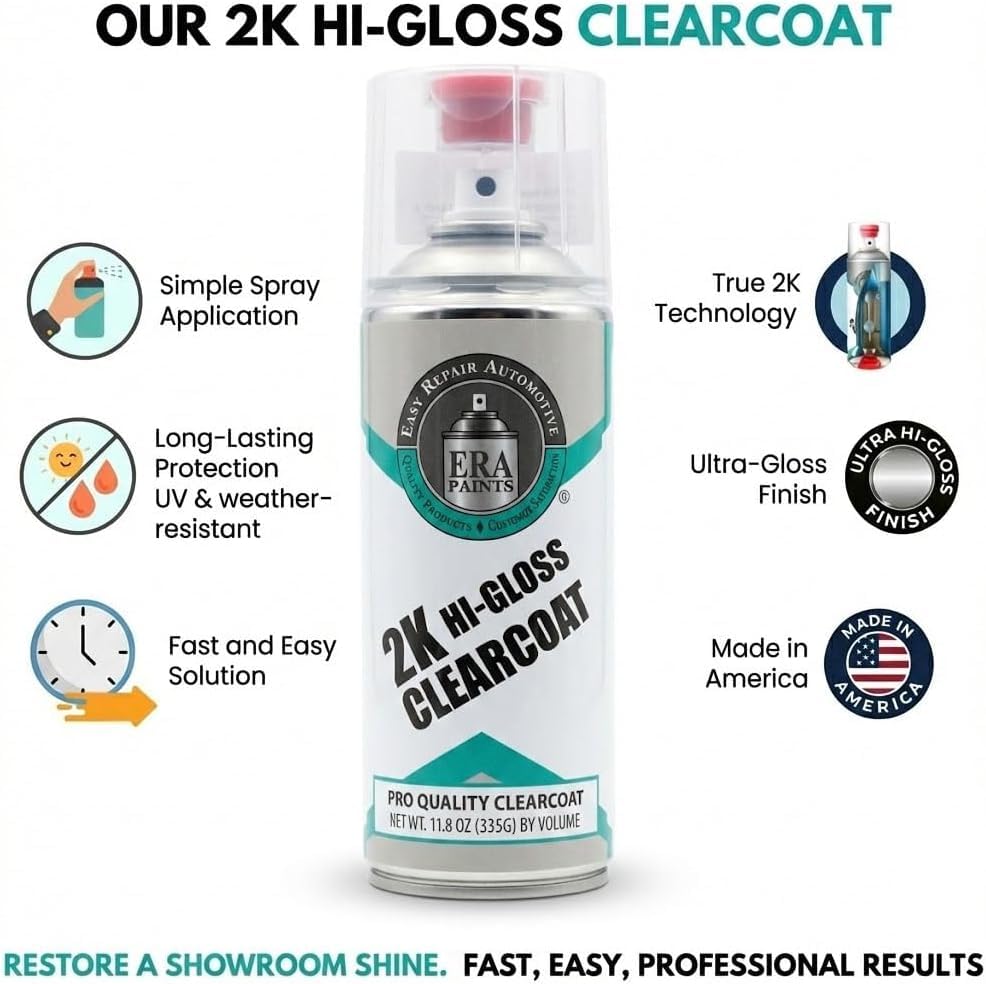 ERA Paints 2K High Gloss Clear Coat Spray/Aerosol Can – Professional Quality & Finish - Easy to Use – Best Value (4 Spray Can w/Can-Gun1) - style: 4 Spray Can w/Can-Gun1