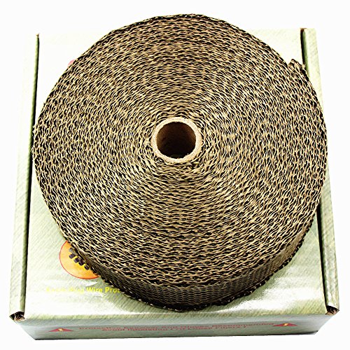 LEDAUT 2"x 50' Twill Weave Motorcycle ATV Titanium Exhaust Heat Shield Wrap with 11.8" Locking Ties (Pack of 15) - size: 2 inches x 50 Foot twill weave