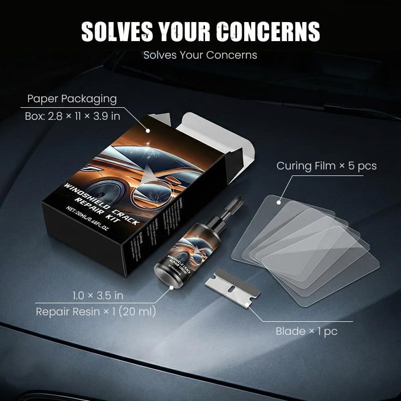 2PCS Windshield Crack Repair Liquid, Windshield Chip Repair Kit, 2026 New Upgrade Car Windshield Crack Repair Kit, Quick-Glass Repair Liquid, Long-Lasting for Windshields, Mirrors, All Crack Types