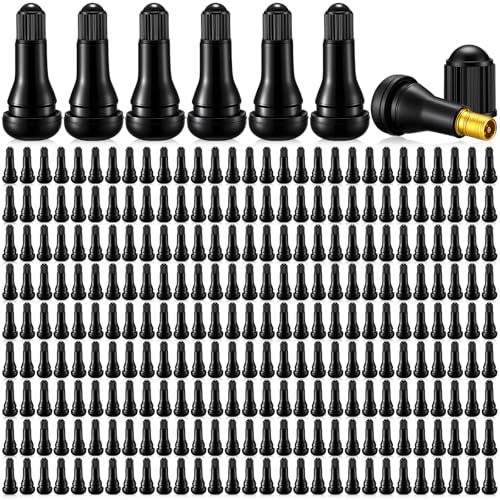Tallew 400 Pieces TR413 Tire Valve Stems, Rubber Snap-in Tubeless, Black