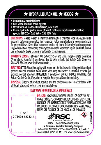 Liquid Wrench M3332-12PK Hydraulic Jack Oil - 32 oz., (Case of 12)