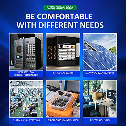 AC 50-300V 100A Digital Power Meter, Din Rail, LCD, Multi Function - style: AC Din Rail Meter 100A