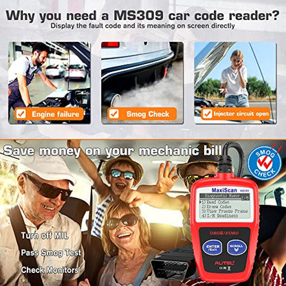 Autel MS309 OBD2 Scanner Universal Car Engine Fault Code Reader