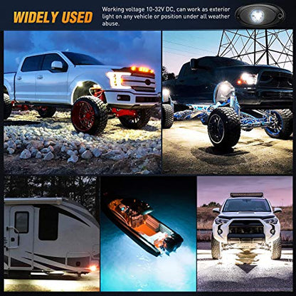Nilight 4PCS White LED Rock Lights Underglow Wheel Well Pods - color: White, size: 4Pcs Pods